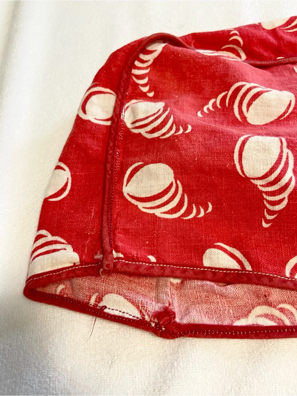 Vintage Handmade Red Kitchen Toaster Cover and Cute Kitten Potholder
